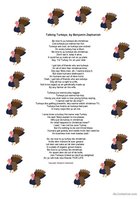 benjamin zephaniah poems talking turkeys